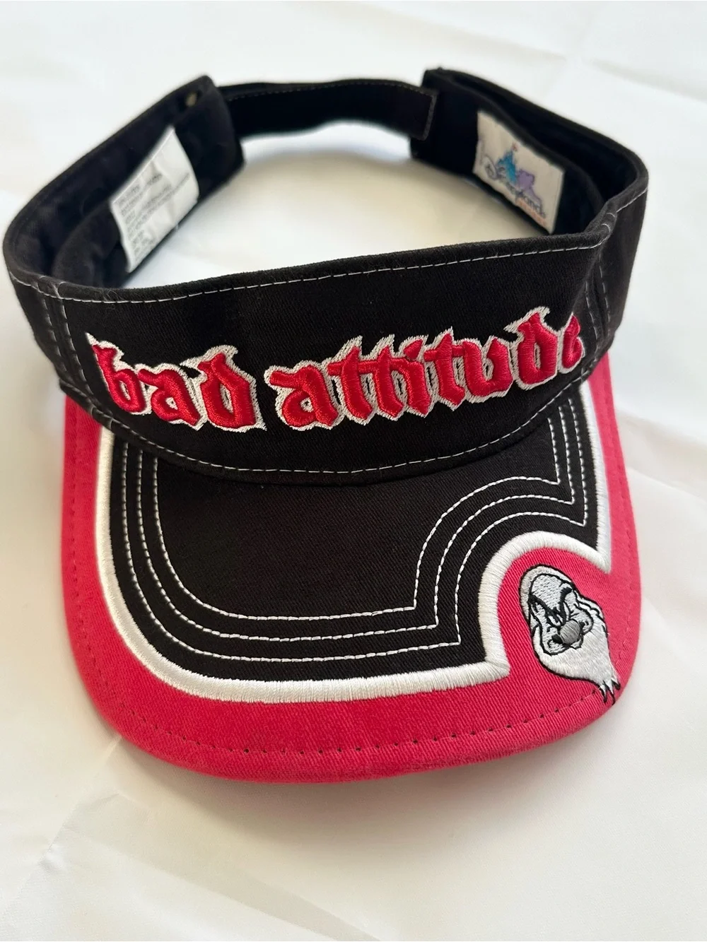 Disney Grumpy ‘bad attitude’ black and red visor hat